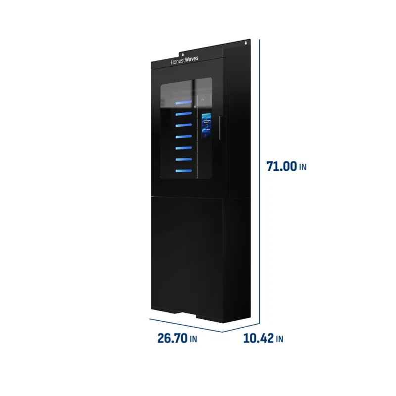 HonestWaves-ClimateGuard-8-Outdoor-Phone-Charging-Locker-in-Black-Dimensions-with-stand2 ClimateGuard - Outdoor Phone Charging Locker