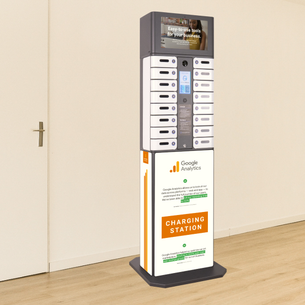 Custom branding on a secure charging locker