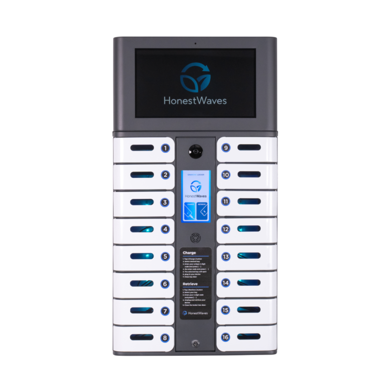Front View of the SecureCharge 16 Pro in White by HonestWaves