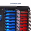 HonestWaves 10 Bay Wireless Qi2 25W Phone Charging Locker in Black - Customizable Bay Lighting Customizable Bay Lighting for the 10 Bay Wireless Qi2 25W Phone Charging Locker