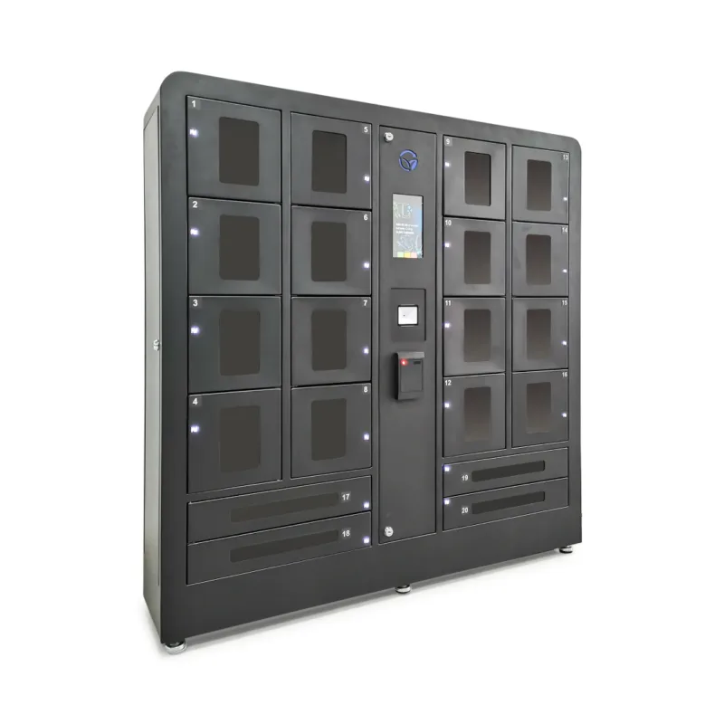 Honestwaves 20 Bay Radio And Tablet Smart Locker In Black Facing Right