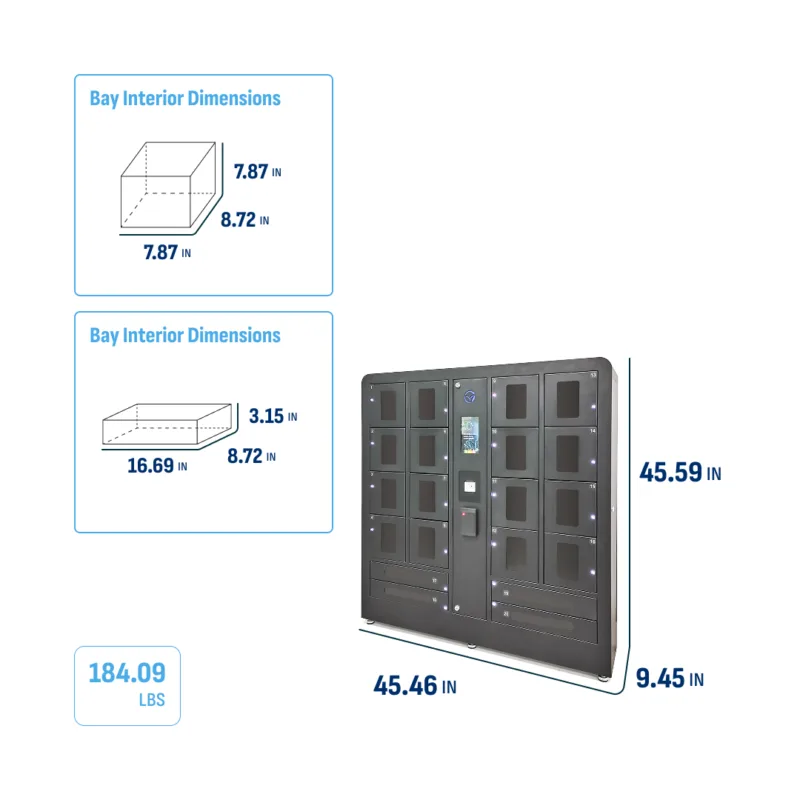 HonestWaves 20 Bay Radio and Tablet Smart Locker in Black - No Stand - Dimensions and Weight 20 Bay Radio and Tablet Smart Charging Locker