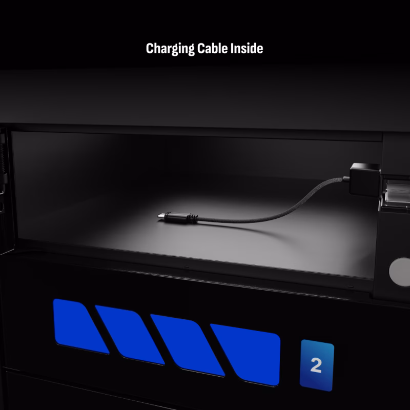 HonestWaves - 24 Bay Smart Locker in Black for RF scanners with Trigger Handles - Charging cable inside 24 Bay Smart Locker for Scanners with Trigger Handles