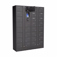HonestWaves - 30 Bay Smart Locker for Scanners and Tablets - Facing Right with Open Bay 30 Bay Smart Charging Locker