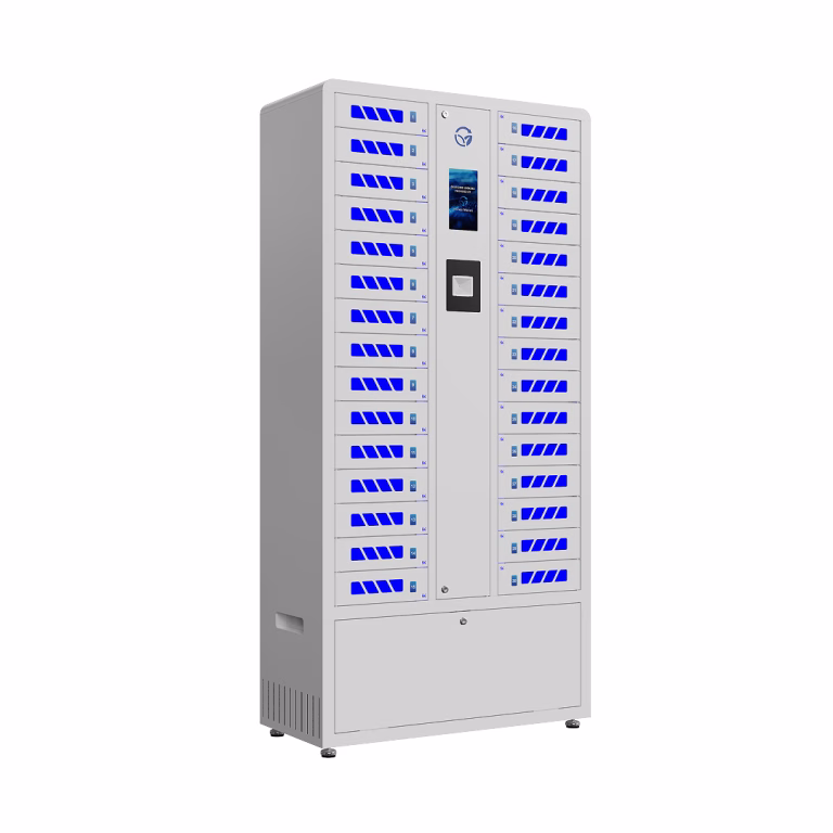 HonestWaves - 30 Bay Smart Locker for Tablets in white - Facing right