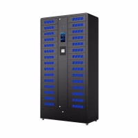 HonestWaves - 30 Bay Smart Secure Chromebook Laptop Locker in Black - Facing Left 30 Bay Smart Secure Chromebook Laptop Locker