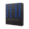 HonestWaves - 32 Bay Biometric smart locker with battery storage in black - Facing left 32 Bay Biometric Smart Locker for scanners with battery storage area