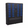 HonestWaves - 32 Bay Biometric smart locker with battery storage in black - Facing right 32 Bay Biometric Smart Locker for scanners with battery storage area