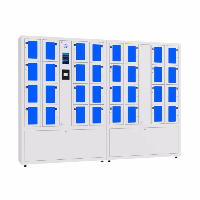 HonestWaves - 32 Bay RF Gun Charging Locker in White - Facing left
