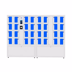 HonestWaves - 32 Bay RF Gun Charging Locker in White - Front 32 Bay Smart Locker with Vertical Bays for RF Scanner Guns