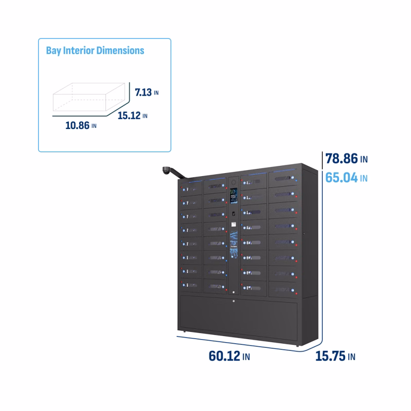 HonestWaves - 32 Bay Scanner and Tablet Smart Charging Locker - Dimensions Scanner and Tablet Smart Charging Locker