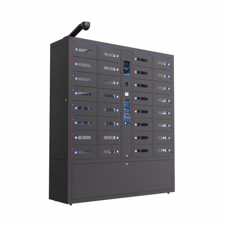 HonestWaves - 32 Bay Scanner and Tablet Smart Charging Locker - Facing Right