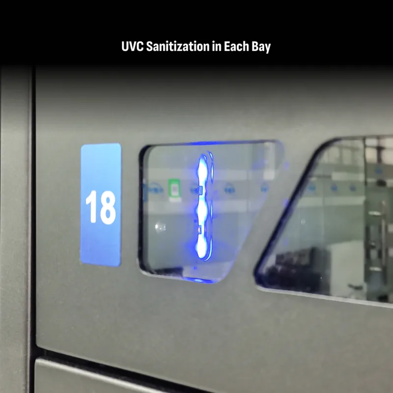 HonestWaves - 32 Bay Smart Locker in black for scanners and tablets - UVC Sanitization in Each Bay 32 Bay Device Smart Charging Locker