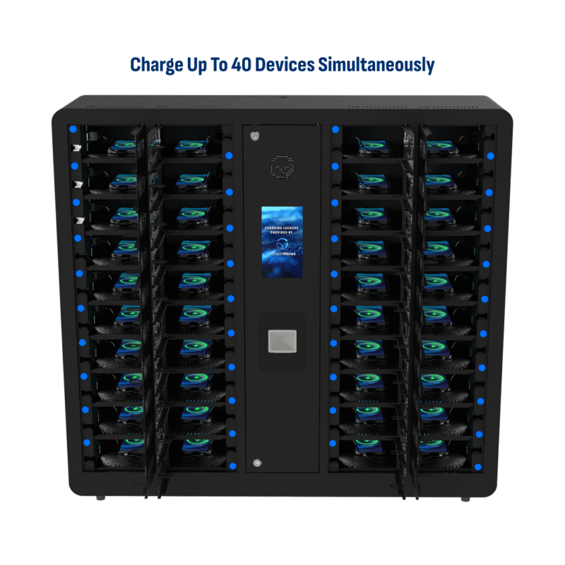 40 Bay EDU Smart Phone Charging Locker for Students in Black - Charge 40 Devices at Once