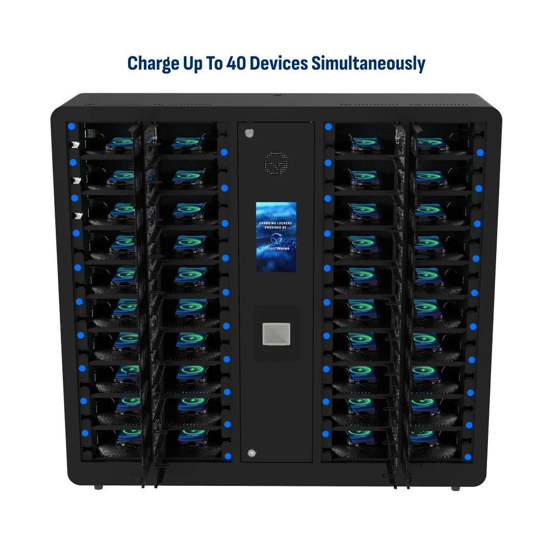 HonestWaves - 40 Bay EDU Smart Phone Charging Locker for Students in Black - Charge 40 Devices at Once Charge 40 Devices at Once with the 40 Bay EDU Smart Phone Charging Locker for Students