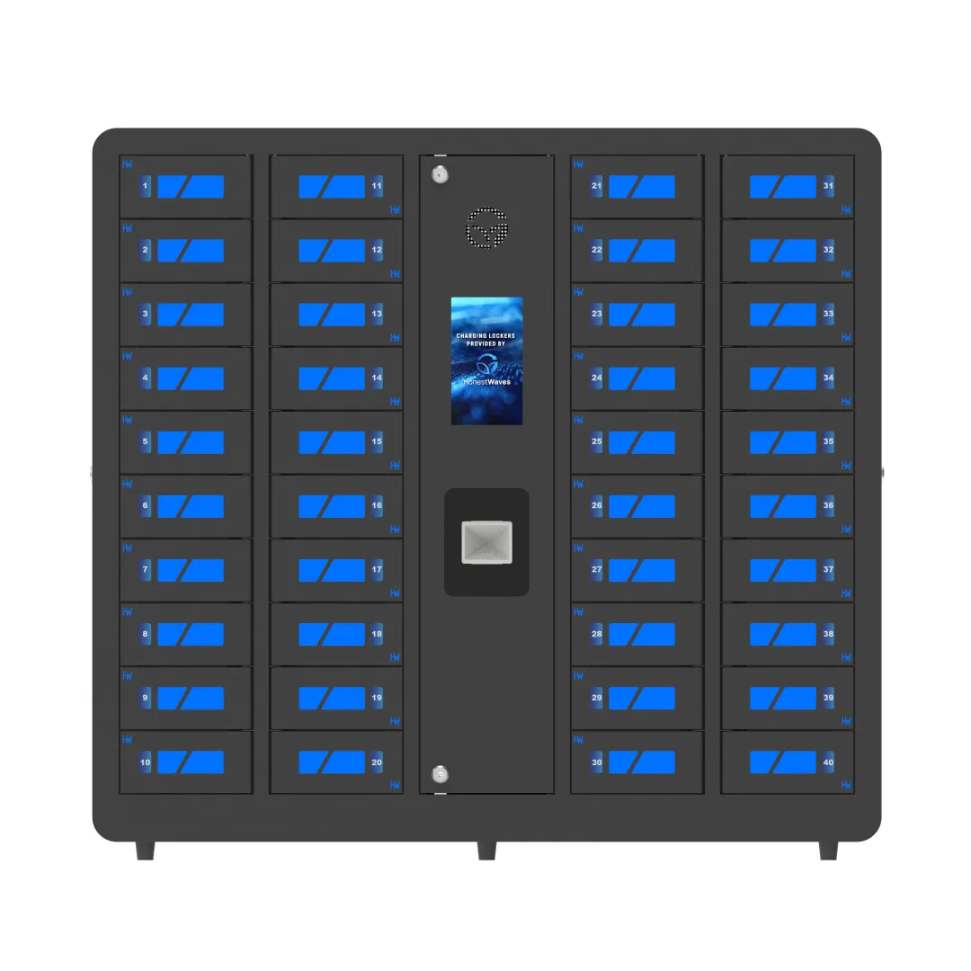 HonestWaves - 40 Bay EDU Smart Phone Charging Locker for Students in Black - Front Front view of the EDU Series Smart Locker 40 in black