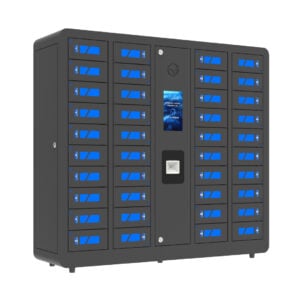 40 Bay EDU Smart Phone Charging Locker for Students in Black Looking Right