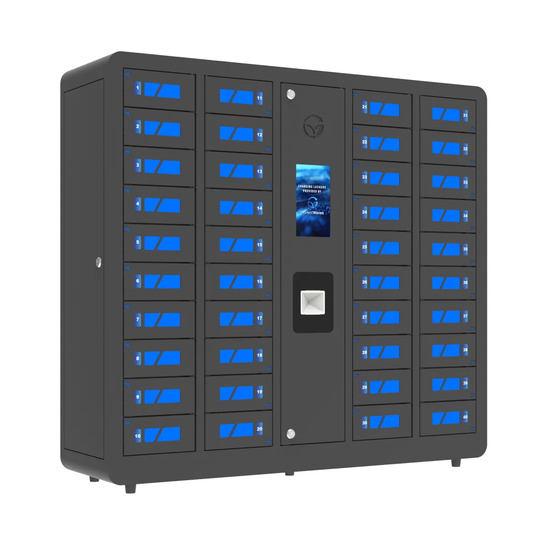 HonestWaves - 40 Bay EDU Smart Phone Charging Locker for Students in Black - Looking Right 40 Bay EDU Smart Phone Charging Locker for Students in Black Looking Right