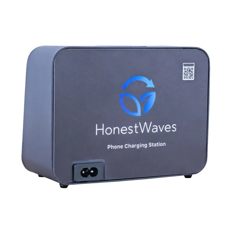HonestWaves - ChargeHub 5 - Phone Charging Station in Black - Back View Power Outlet Back View with Power Outlet of the ChargeHub 5