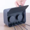 HonestWaves - ChargeHub 5 - Phone Charging Station in Black - Cables Extended Lid Open Cables Extended with Lid Open on the ChargeHub 5 by HonestWaves