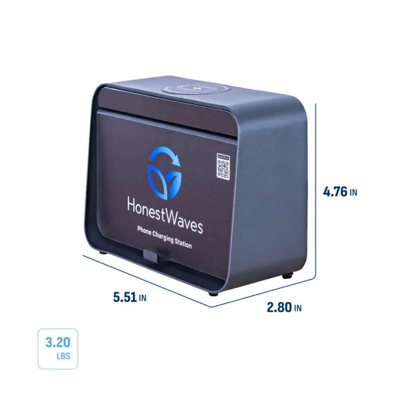 HonestWaves - ChargeHub 5 - Phone Charging Station in Black - Dimensions and Weight Dimensions and Weight of the ChargeHub 5 Phone Charging Station in Black by HonestWaves