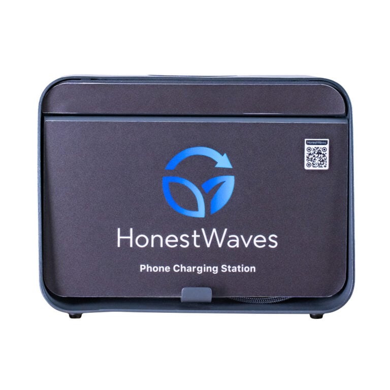 Front View of the ChargeHub 5 Phone Charging Station in Black by HonestWaves