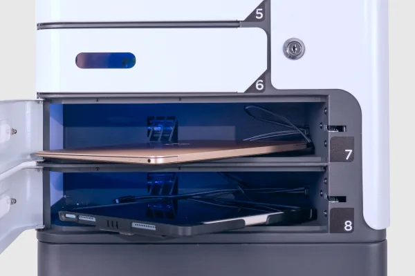 Open Locker Bay charging laptop and tablet