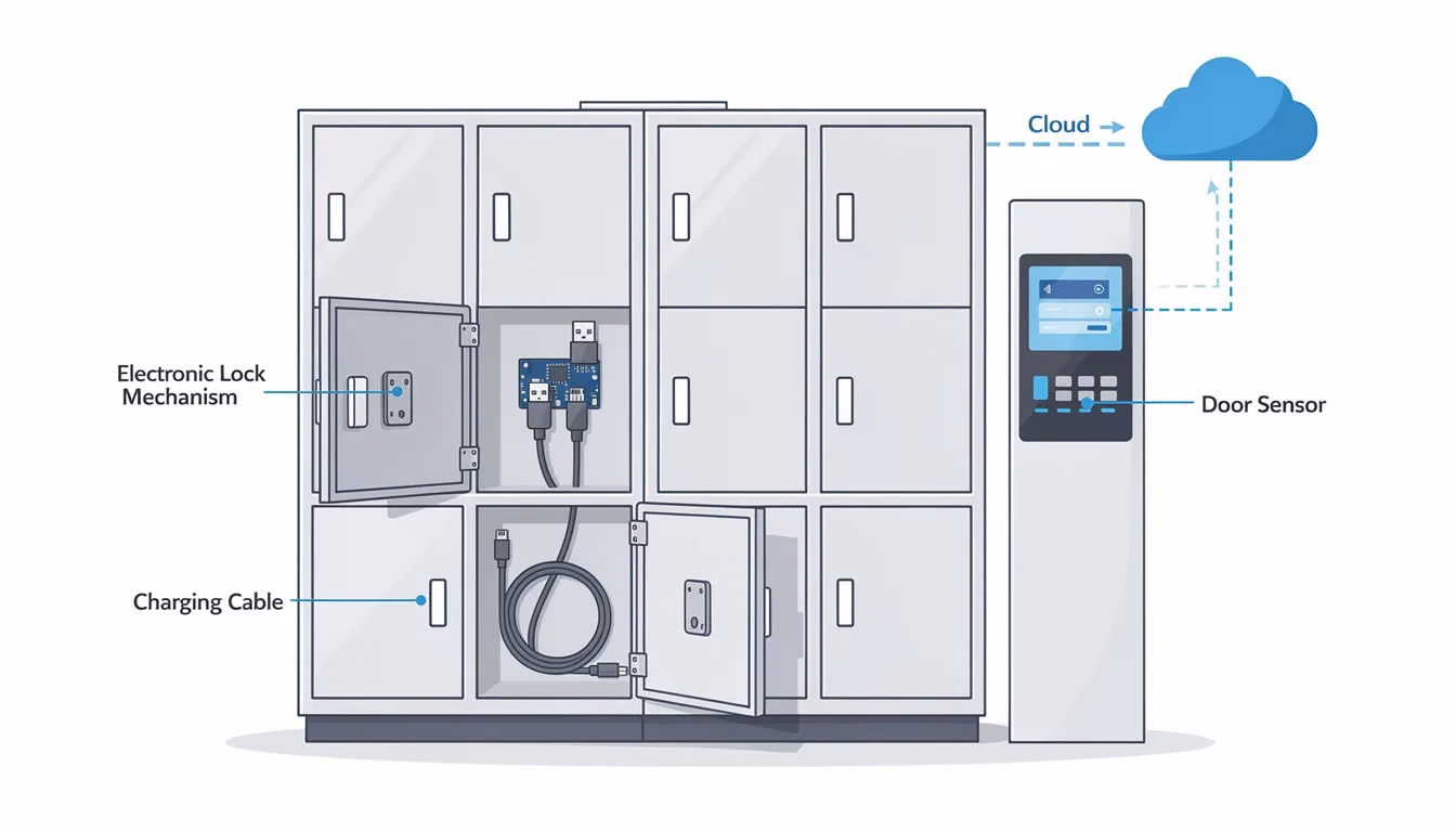 HonestWaves Charging locker connected to internet diagram blog image