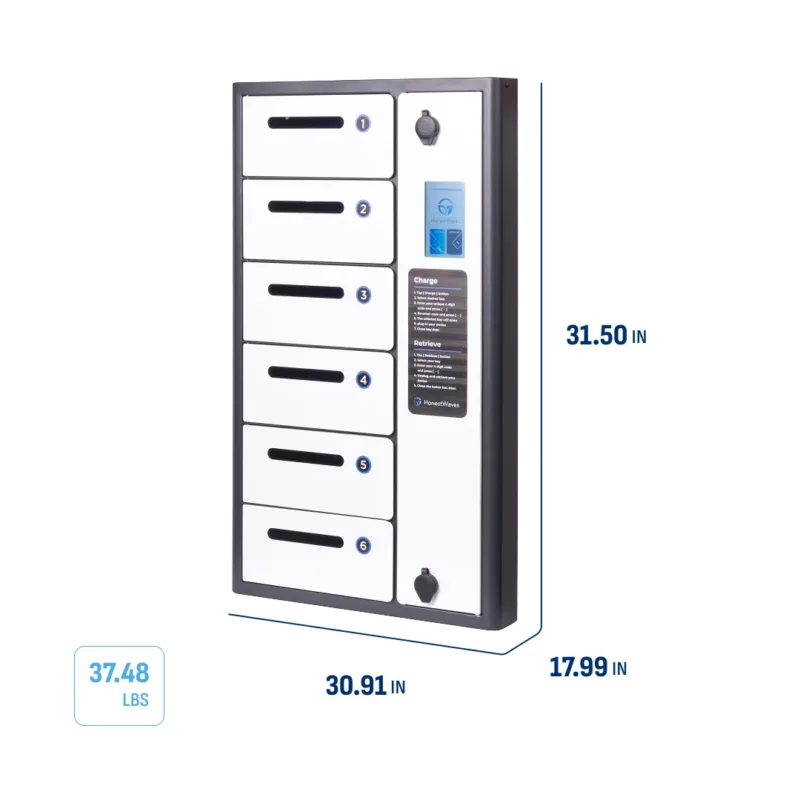 Dimensions and weight of the ClimateGuard 6 Outdoor Phone Charging Locker by HonestWaves in white