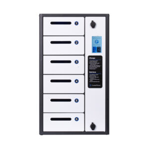 Front View of ClimateGuard 6 Outdoor Phone Charging Locker HonestWaves in White
