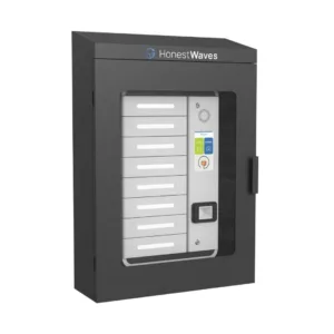 HonestWaves - ClimateGuard 8 - Outdoor Phone Charging Locker in Black - Facing Right Closed ClimateGuard - Outdoor Phone Charging Locker
