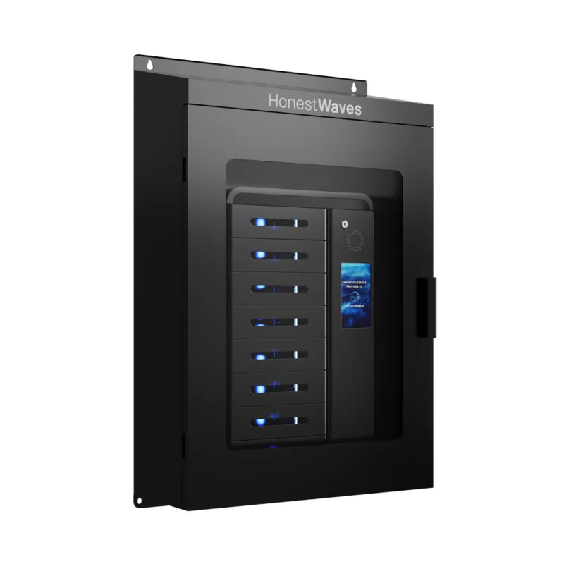 HonestWaves - ClimateGuard 8 - Outdoor Phone Charging Locker in Black - Facing right closed ClimateGuard - Outdoor Phone Charging Locker