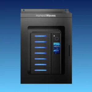 HonestWaves - ClimateGuard 8 - Outdoor Phone Charging Locker in Black - Front closed HonestWaves - ClimateGuard 8 - Outdoor Phone Charging Locker in Black - Front closed