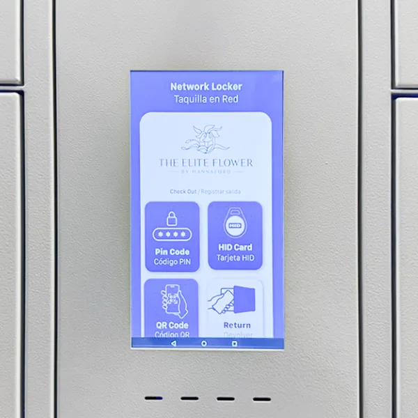 a customized user interface for the touchscreen on the charging locker