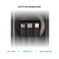 Portable Battery Pack in Black - Built In Cables