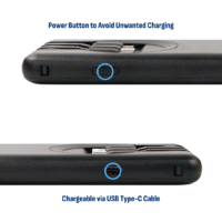 Portable Battery Pack in Black - Button and Charger