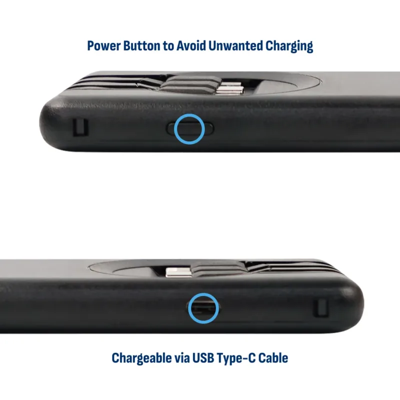 HonestWaves - Portable Battery Pack in Black - Button and Charger Portable Battery Pack in Black - Button and Charger