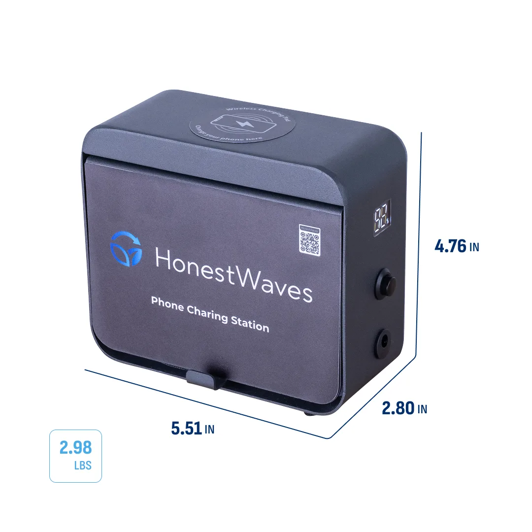 HonestWaves - PortableCharge 5 - Phone Charging Station in Black - Dimensions and Weight Dimensions and Weight of the PortableCharge 5 Phone Charging Station by HonestWaves
