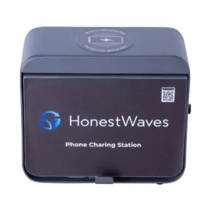 Front View of the PortableCharge 5 Phone Charging Station by HonestWaves in Black