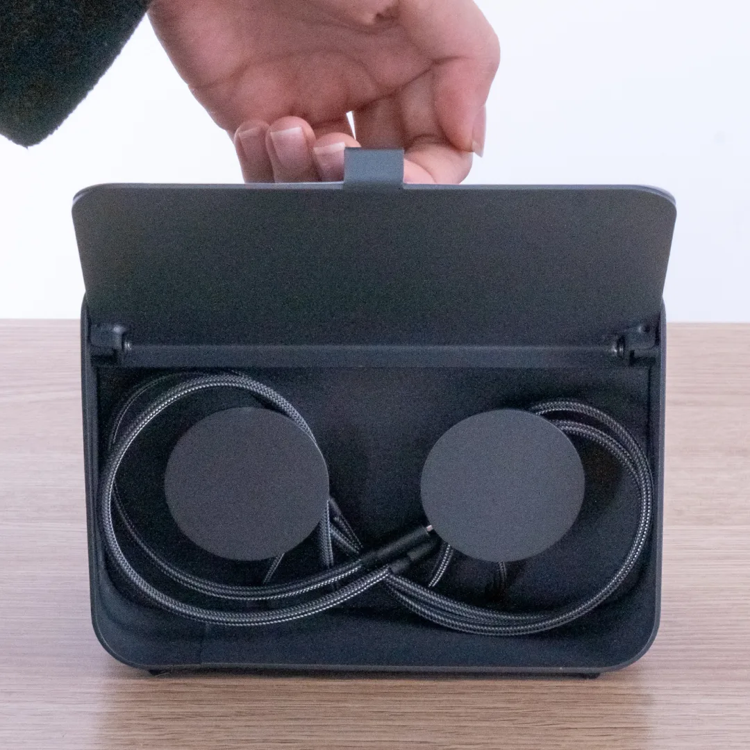 HonestWaves - PortableCharge 5 - Phone Charging Station in Black - Hidden Cable Management Hidden Cable Management inside the PortableCharge 5 Phone Charging Station