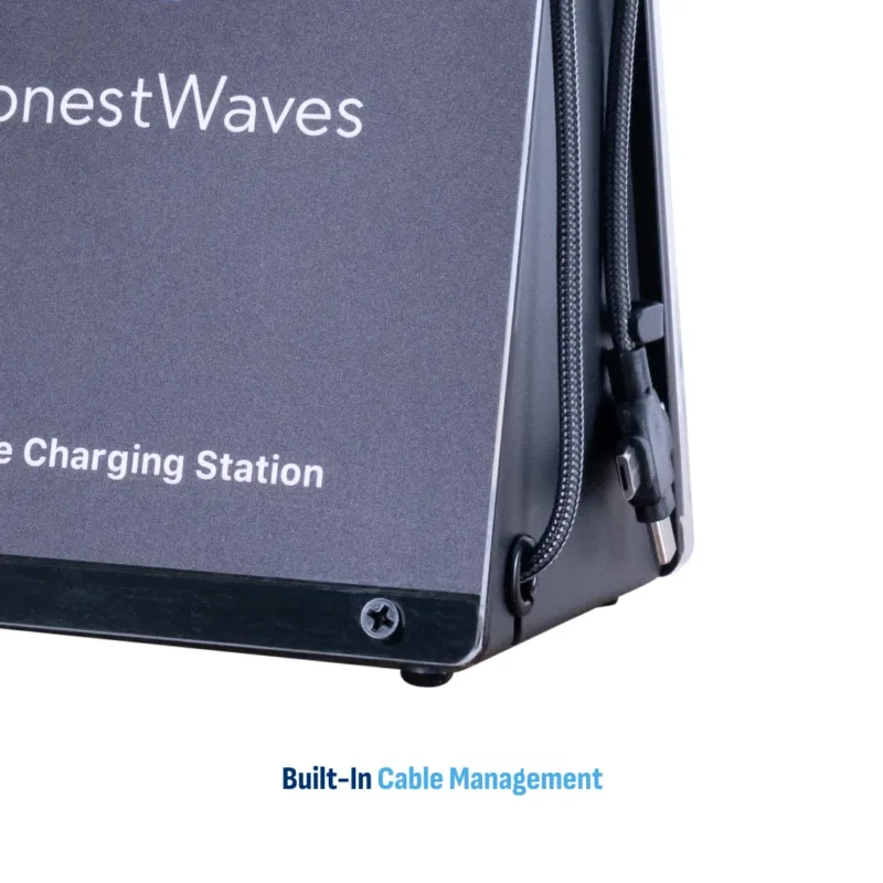 HonestWaves - PortableCharge 6 - Phone Charging Station in Black - Built In Cable Management Built In Cable Management for the PortableCharge 6 Phone Charging Station