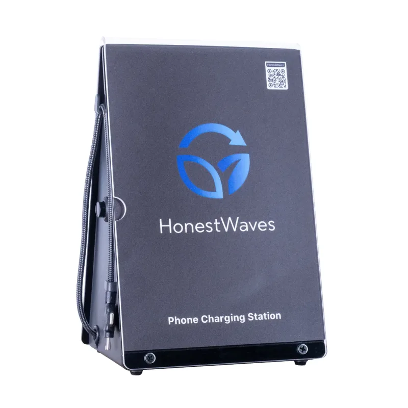 HonestWaves - PortableCharge 6 - Phone Charging Station in Black - Looking Right PortableCharge 6 Phone Charging Station Looking to the Right in Black