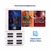 HonestWaves - PortablePower 8 Pro Battery Rental Kiosk in white - cloud connected digital screen PortablePower Pro Battery Pack Rental Kiosks
