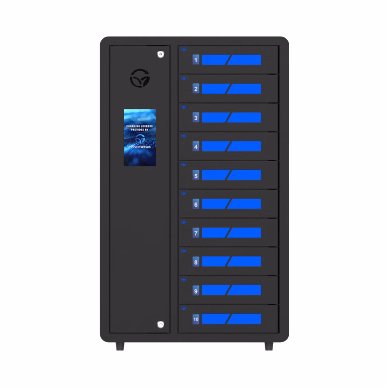 Front view of SecureCharge 10 device charging locker in Black
