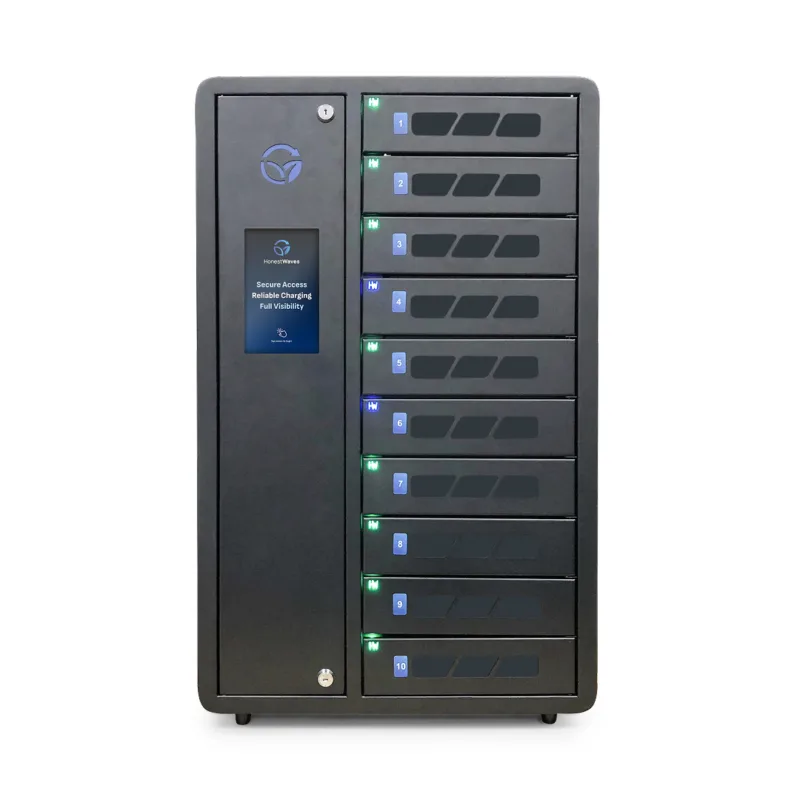 HonestWaves SecureCharge 10 device charging locker in Black - Front SecureCharge 10 Smart Locker