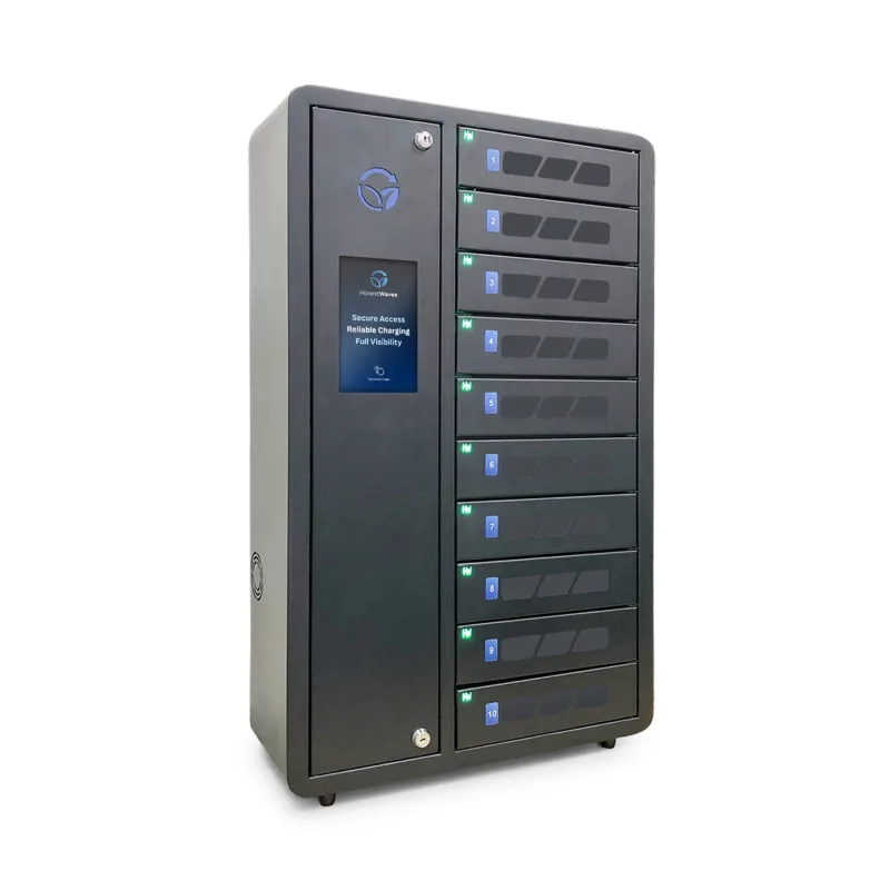 HonestWaves SecureCharge 10 device charging locker in Black - Looking Right SecureCharge 10 Smart Locker