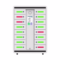 HonestWaves SecureCharge 16 phone charging locker in White - Front Front view of SecureCharge 16 phone charging locker