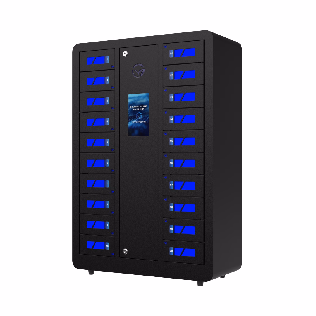 HonestWaves SecureCharge 20 phone charging locker in Black - Looking Left SecureCharge 20 phone charging locker Looking Left
