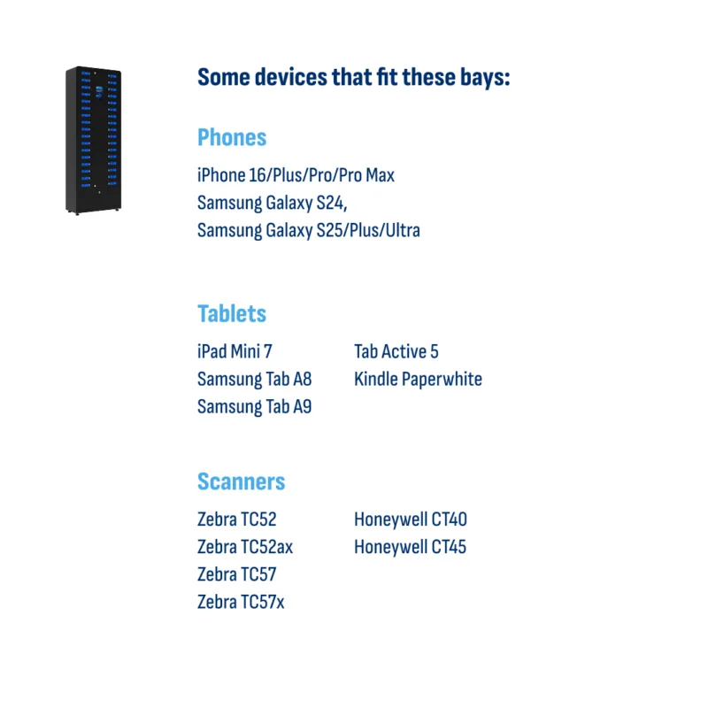 HonestWaves SecureCharge 34 in Black - Compatible Devices SecureCharge 34 Charging Locker