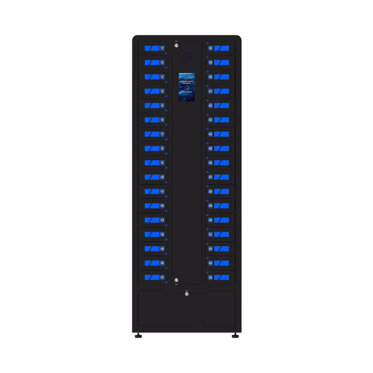Front view of SecureCharge 34 phone charging locker